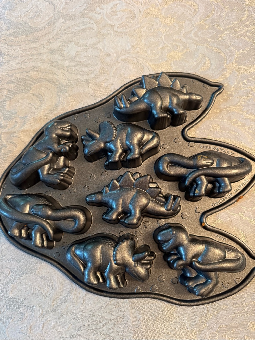 Nordic Ware Dinosaur Muffin Pan - Metallic Gray